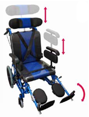 Silla de Ruedas MMS con Respaldo y Asiento Reclinable INFANTIL- SP8000