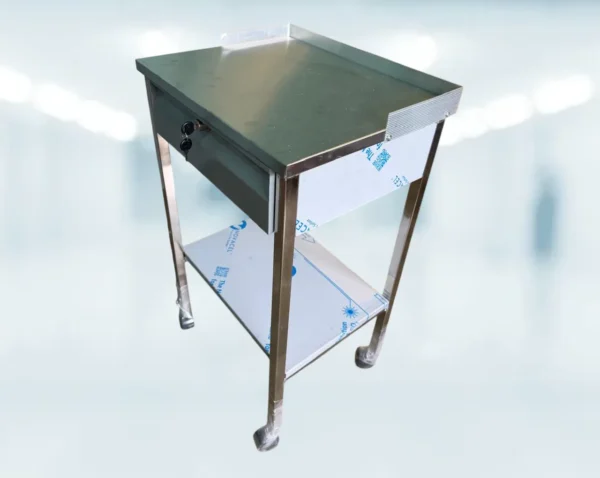Mesa Pasteur Cromada con Cajón y Cerradura