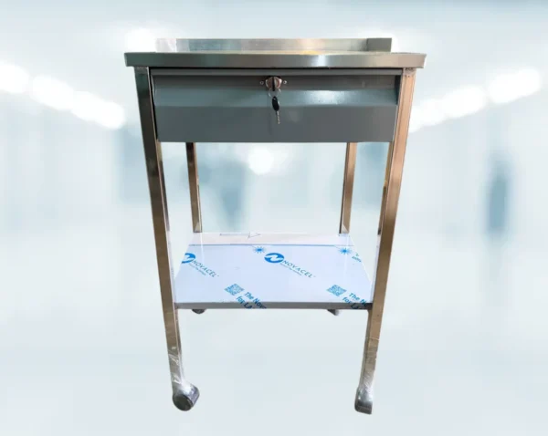 Mesa Pasteur Cromada con Cajón y Cerradura