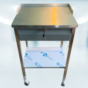 Mesa Pasteur Cromada con Cajón y Cerradura